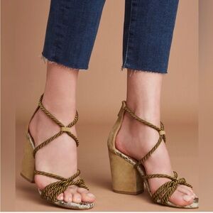 Anthropologie Elysees suede rope heeled sandal size 41/11. EUC